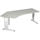 Geramöbel Flex Schreibtisch lichtgrau L-Form, C-Fuß-Gestell silber 216,6 x 113,0 cm
