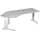 Geramöbel Flex Schreibtisch lichtgrau L-Form, C-Fuß-Gestell silber 216,6 x 113,0 cm