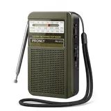 PRONLY Portable AM FM Radio, Mini Radio Batteriebetrieben mit Integriertem Lautsprecher, Kopfhöreranschluss, USB-C-Ladung, Transistorradio für Zuhause, Reisen und Camping, Grau (PR-1013)