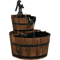 Costway FANTASK Ø 44,5cm Brunnen Holz, Gartenbrunnen Holzbrunnen mit