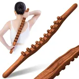 Guasha Holzstab, Körpermassagegerät, Holz, Therapie-Massagewerkzeuge, Massage-Holzstab, 3 Reihen, 31 Perlen, Punktbehandlung, Körpermuskelentspannung, Massagestab (Dunkelbraun, 1 Stück)