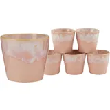 CreaTable 23723, Grespresso Espresso Set aus Steinzeug, spülmaschinen-und mikrowellengeeignet, Made in Portugal, 9 centiliters, Rosé