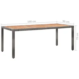 vidaXL Garten-Essgruppe 9-tlg. Tisch 190 x 90 cm grau 46044