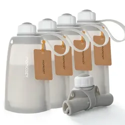 momcozy Muttermilchbeutel aus Silikon, 5 Stück grau