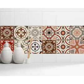 OTTO home Fliesenaufkleber Ornamente rot 15cm x 15cm Sticker 12er Set