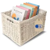 Creative Home Weidenkorb Aufbewahrungskorb handgeflochten 40 x 30 x 24 cm weiß