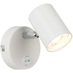 4W Rollo 1Flammige Zylinder-Strahler Wandhalterung, Weiss & Chrom 3000K dimmbar