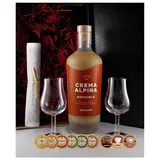 Geschenk Marzadro Crema Alpina Nocciola Likör + 2 Gläser + 9 Edelschokoladen