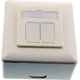 InLine Cat.6A Anschlussdose, AP/UP 2x RJ45 Buchse, RAL9010, weiß, waagrecht