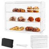 Display Ständer für Verkaufstheke | Brotaufbewahrung Kuchenbehälter rechteckig | Display Case Thekenaufsatz als Kuchen Theke, Spuckschutz Theke, mobile Theke, Auslageschale, Brotfach, Waren Display