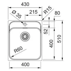 Franke Smart SRX210-40 rechts Einbau Edelstahl Handbetätigung 430 x 510 mm