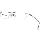 Lanomi Randlos Lesebrille Blaulichtfilter Metall Ultralight Herren Damen rechteckig Lesehilfe Anti-Blaulicht Brillen 1,0 1,5 2,0 2,5 3,0 3,5 4,0(Grau,2.0) - L