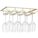Hängender Weinglashalter Für Unter Den Schrank – Goldfarbenes Metall – Hält 6 Bis 9 Gläser – Einfach Zu Installieren – Modernes Design