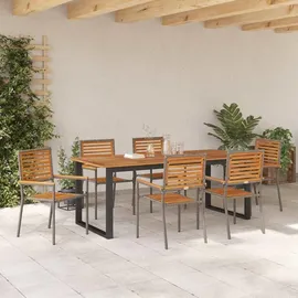 vidaXL Garten Essgruppe 7-tlg. Grau