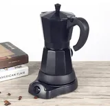 300-ml Elektrische Mokka Kanne Kaffeemaschine Filterkaffeemaschine Kaffeefilter Espressokocher 6 Tassen Schwarz Alu