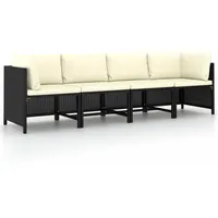 Tidyard 4-Sitzer-Gartensofa mit Auflagen Gartenmöbel Gartenlounge Sofa Sonnenliege Gartenliege Sonneninsel Rattansofa Loungesofa Gartenset Gartenbank Terrassensofa Schwarz Poly Rattan
