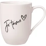 Villeroy & Boch Statement Becher mit Henkel Je T'Aime 11,5X8X10,5 Cm, Weiße Porzellan Tasse 280 Ml