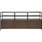 Buffet niedrig mit dunkler Holzoberfläche aus Walnuss und schwarzem Metall L180 cm MAXENCE