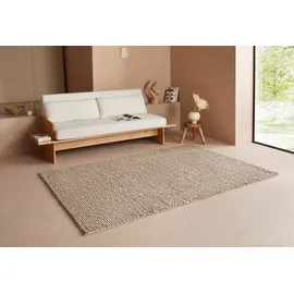 LeGer Home by Lena Gercke Wollteppich "Ainhoa, handgewebt, Wolle" Gr. 3, beige (sand), B:120cm H:12mm L:180cm, Kunstfaser, Wolle, LEGER HOME BY LENA GERCKE, Teppiche, einfarbig, Wolle, Teppich, Wohnzimmer, Schlafzimmer, Esszimmer