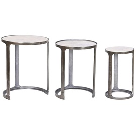 Home ESPRIT 3er Set Tische Weiß Silber 45 x 45 x 56 cm Terrasse Beistelltische, bunt