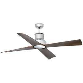 FARO LED Barcelona 130 cm Deckenventilator chrom/braun inkl. Fernbedienung