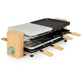 Princess Pure 8 Raclette Antihaftbeschichtung, 8 Pfännchen Schwarz, Stein, Bambus