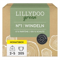 LILLYDOO green umweltschonende Windeln, Größe 1 (2-5 kg), Monatsbox (205 Windeln) (FSC Mix)