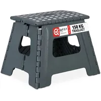 Relaxdays - Klapphocker Faltbar, 2er Set, Camping Hocker, Kinder Badhocker, Bis 150 Kg, Kunststoff, Hbt: 30x37x29 Cm, Grau