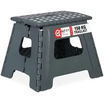 Relaxdays - Klapphocker Faltbar, 2er Set, Camping Hocker, Kinder Badhocker, Bis 150 Kg, Kunststoff, Hbt: 30x37x29 Cm, Grau