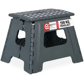 Relaxdays - Klapphocker Faltbar, 2er Set, Camping Hocker, Kinder Badhocker, Bis 150 Kg, Kunststoff, Hbt: 30x37x29 Cm, Grau