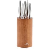 Gerlach Fine Messerblock Messerset Küchenmesserset 5 Messer Aus Edelstahl Küchenmesser im Buchenholz-Block Kochmesser Brotmesser Gemüsemesser Küche Küchenutensilien Küchenzubehör