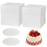 HOMURY 2 Stück Tortenschachtel Kuchenbehälter: Kuchenschachtel Pappe, Tortenkarton, Tortenkarton weiß für Cupcake Transportbox, Gebäck (30.5cm x 30.5cm x 30.5cm)