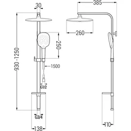 Mexen Q22 Duschsäule, Schwarz - 798222295-70