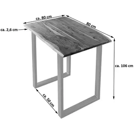 SAM Outillage Bartisch Baumkante 80 x 80 cm Silber
