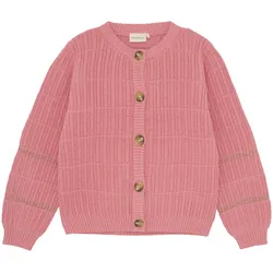 Strickjacke MINYMO "Strickjacke MICardigan Knit", Mädchen, Gr. 98, rot (strawberry ice), Obermaterial: 97% Baumwolle CO. 3% metallisierte Fasern MTF., Strickjacken Strickjacke
