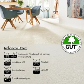 Andiamo Teppichboden ANDIAMO "Softness, Velours, Gesamthöhe 17 mm, Luxusklasse LC5", beige (creme), B:400cm L:600cm, Kunstfaser, Teppiche, Uni Farben, Breite 400 cm, besonders weich, Wohnzimmer, Schlafzimmer