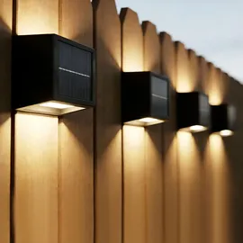 ideoon lights 4er Set LED Solar Wandleuchte Kunststoff 9,0 cm inkl. Akku & Sensor Warmweiss/Kaltweiss