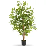 Tectake tectake® Künstlicher Ficusbaum, verschiedene Größen, mit viel Volumen, stabiler Kunststoff-Blumentopf