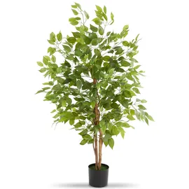 Tectake tectake® Künstlicher Ficusbaum, verschiedene Größen, mit viel Volumen, stabiler Kunststoff-Blumentopf