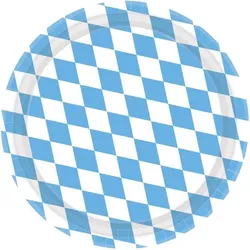 8 Teller Bayern Hellblau Oktoberfest