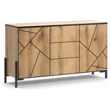 Vicco Kommode, Eiche, Holzwerkstoff, 7 Fächer, 3 Schubladen, Rechteckig, 124x69.6x39.7 cm, Wohnzimmer, Kommoden & Sideboards, Kommoden