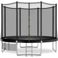 JUMMICO Trampolin Outdoor Ø 183/228/305/366/427 cm, Gartentrampolin für Kinder mit Leiter und Seitentasche (Schwarz,305cm)