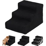 Famanu Hundetreppe - 3 Stufen für kleine und große Hunde, schwarz - Schwarz