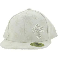 2PAC Snapback-Cap mit Stickmuster & Kreuz-Emblem Limited Streetwear Edition TC108767TUP3 Creme-Weiß - One-Size