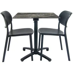 Restootab Terrassenset Klapptisch Diabolo - 2 Stühle - Modell Marmor Royal