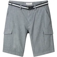 Tom Tailor Herren Regular Cargoshorts mit Gürtel, blau, Uni, Gr. 31