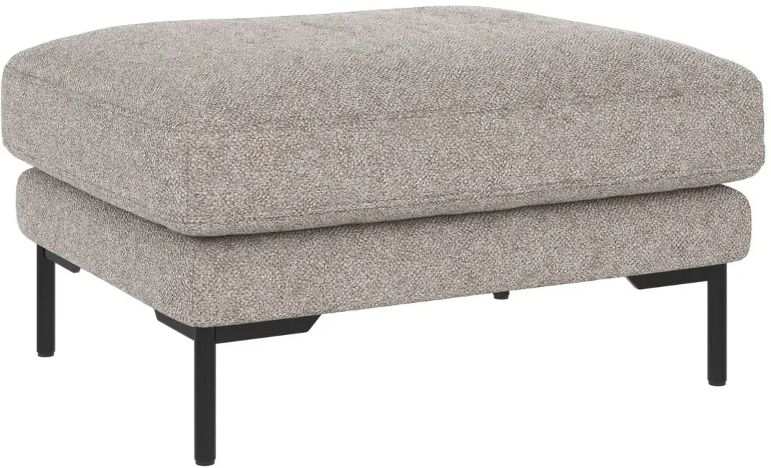 Hocker Corwin aus Stoff, klassisch gepolstert, Bezug Bobby Grau, Gestell schwarz, 84x64x45 cm