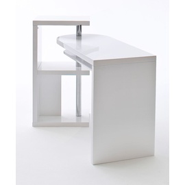 MCA Furniture Eckschreibtisch Schreibtisch weiß Hochglanz und Chrom Arbeitstisch schwenkbar Büromöbel Mattis