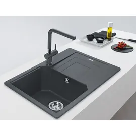 Franke URBAN UBG 611-62 BLACK MATT - BLACK COLLECTION mit Drehexcenterbedienung Edelstahl / Ausschnittmaß 600 x 480 mm R15 / Granitspüle