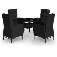 vidaXL 5-tlg Garten-Bistro-Set Poly Rattan Schwarz